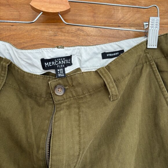 J.Crew Mercantile Flex Olive Green Cargo Straight Leg Pants - 35x32 - Picture 2 of 4